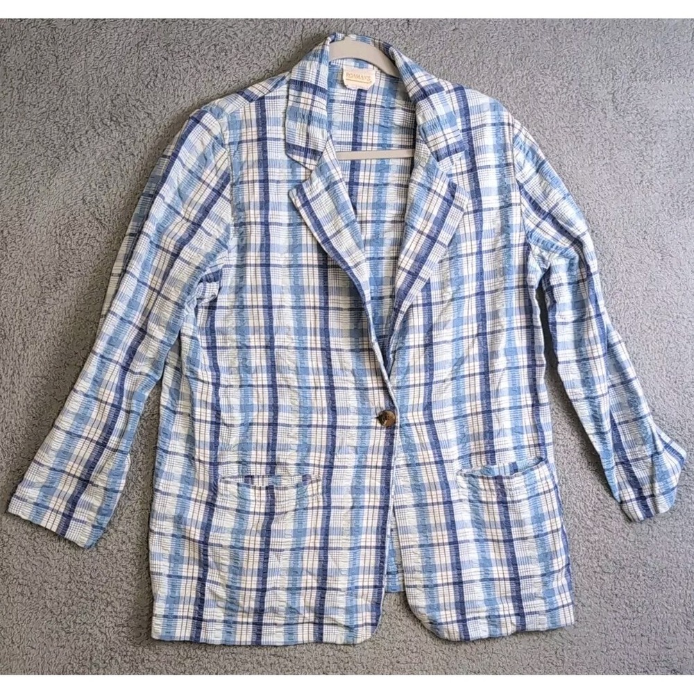 Vintage Roaman's‎ Shirt Womens Large Flannel Shacket Jacket Single Button Plaid